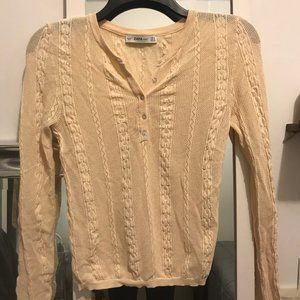 ZARA pointelle open knit top